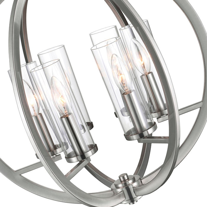 CWI Lighting Elton 6 Light Chandelier, Satin Nickel/Clear