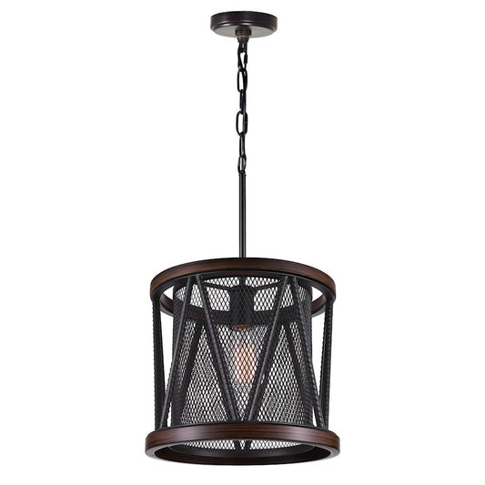 CWI Lighting Parsh 1 Light Drum Shade Mini Chandelier, Pewter - 9954P13-1-101