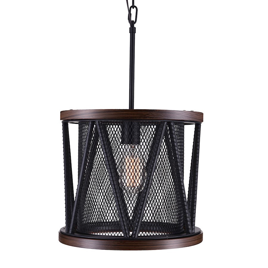 1 Light Drum Shade Mini Chandelier, Pewter