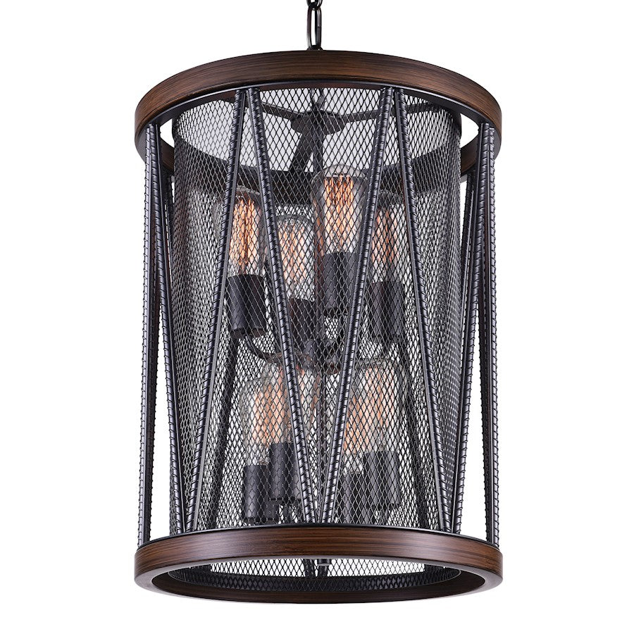 8 Light Drum Shade Chandelier, Pewter