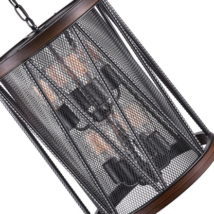 8 Light Drum Shade Chandelier, Pewter