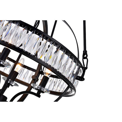 4 Light Chandelier, Black