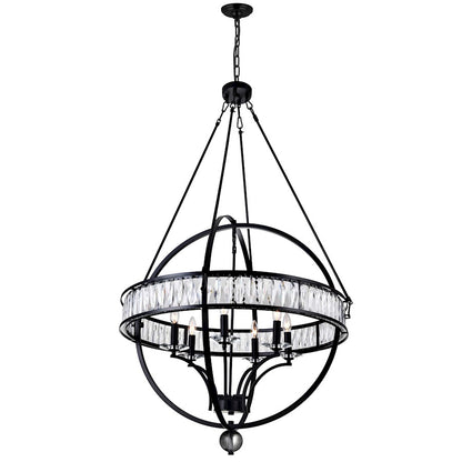 6 Light Chandelier, Black