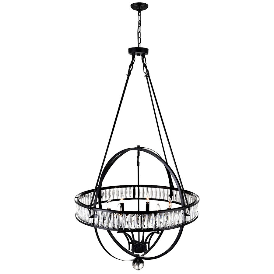 6 Light Chandelier, Black