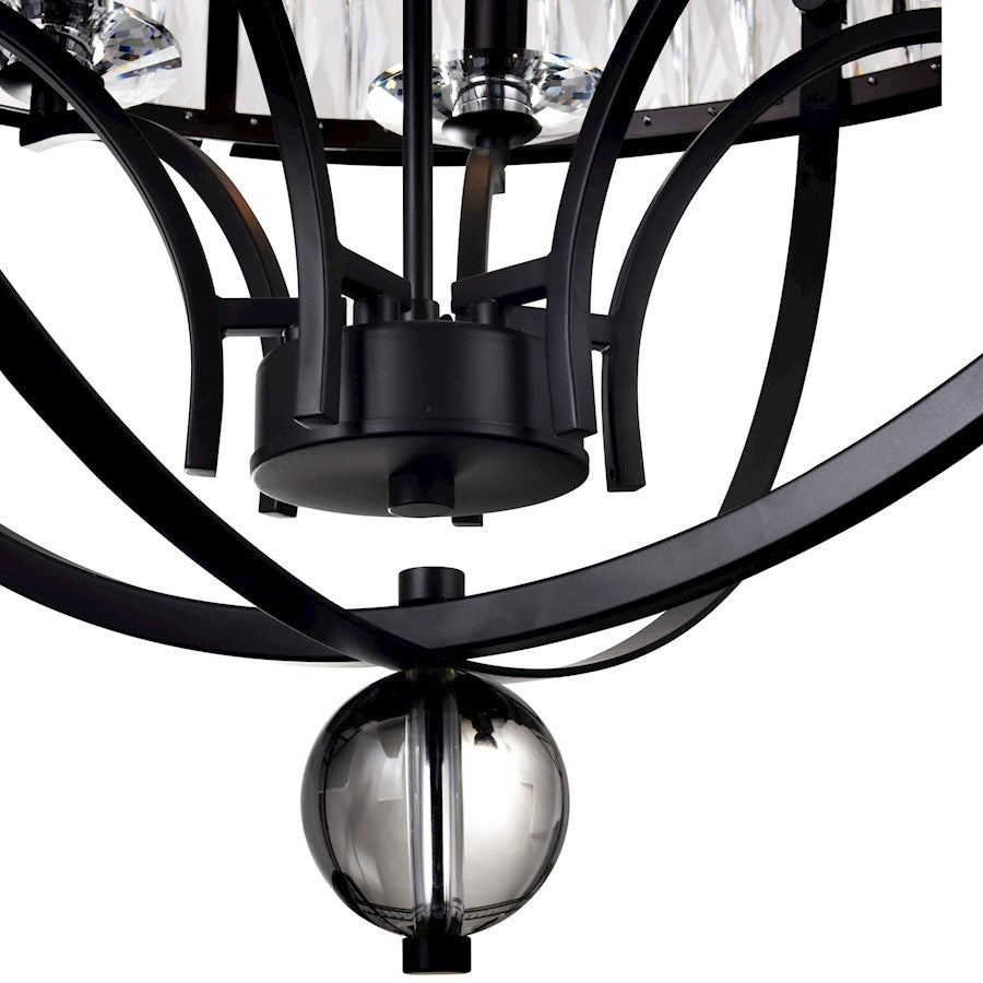 6 Light Chandelier, Black