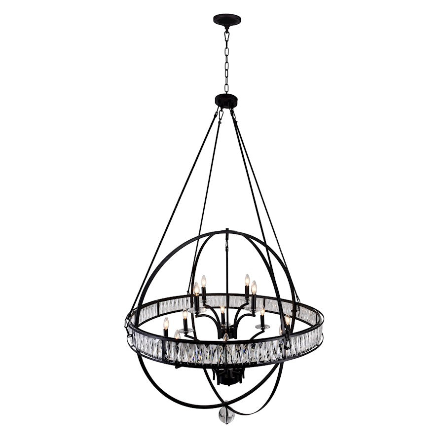 12 Light Chandelier, Black