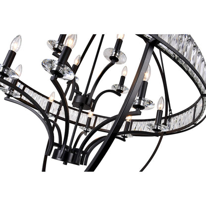 12 Light Chandelier, Black