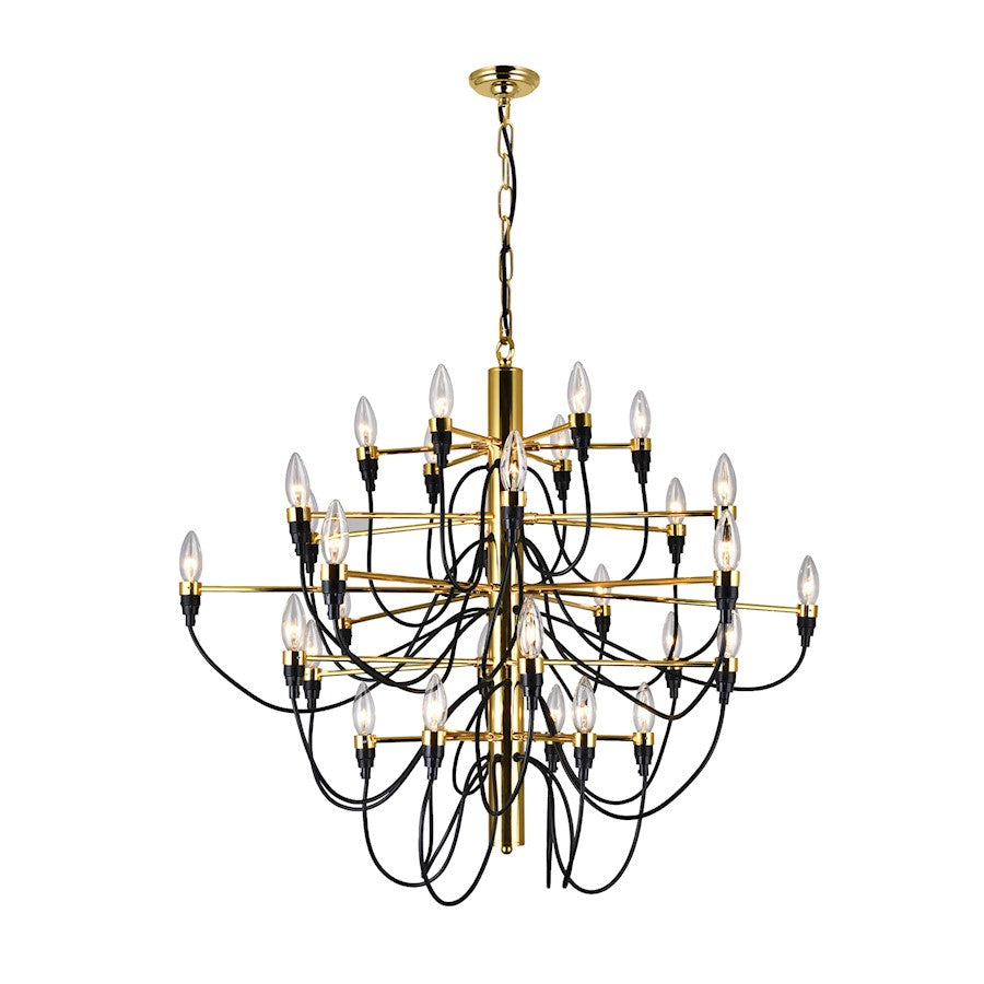 CWI Lighting Hayden 30 Light Chandelier, Shinny Gold - 9959P34-30-617