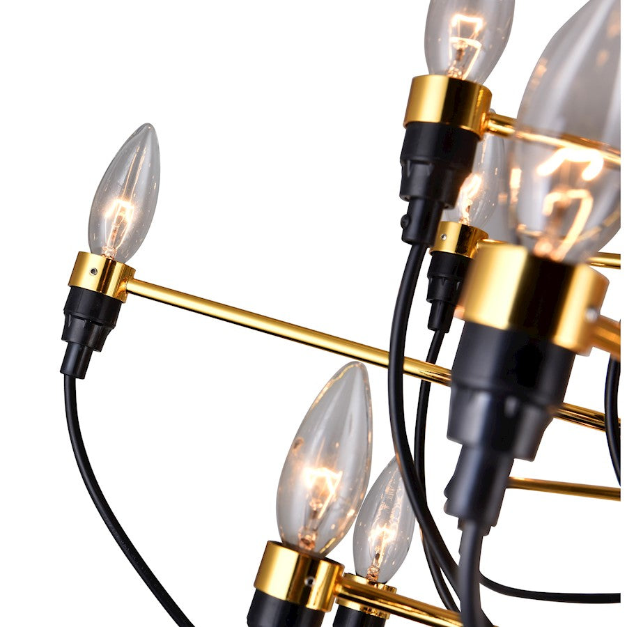 30 Light Chandelier, Shinny Gold