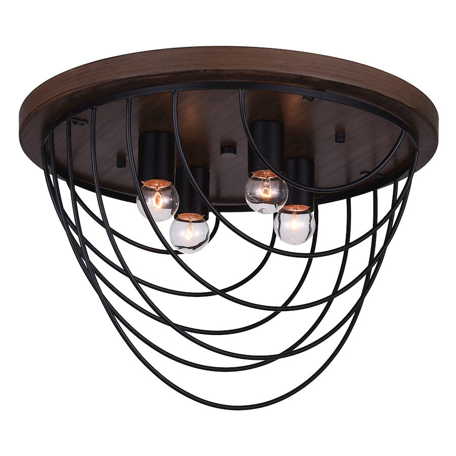 CWI Lighting Gala 4 Light Flush Mount, Black - 9962C18-4-101