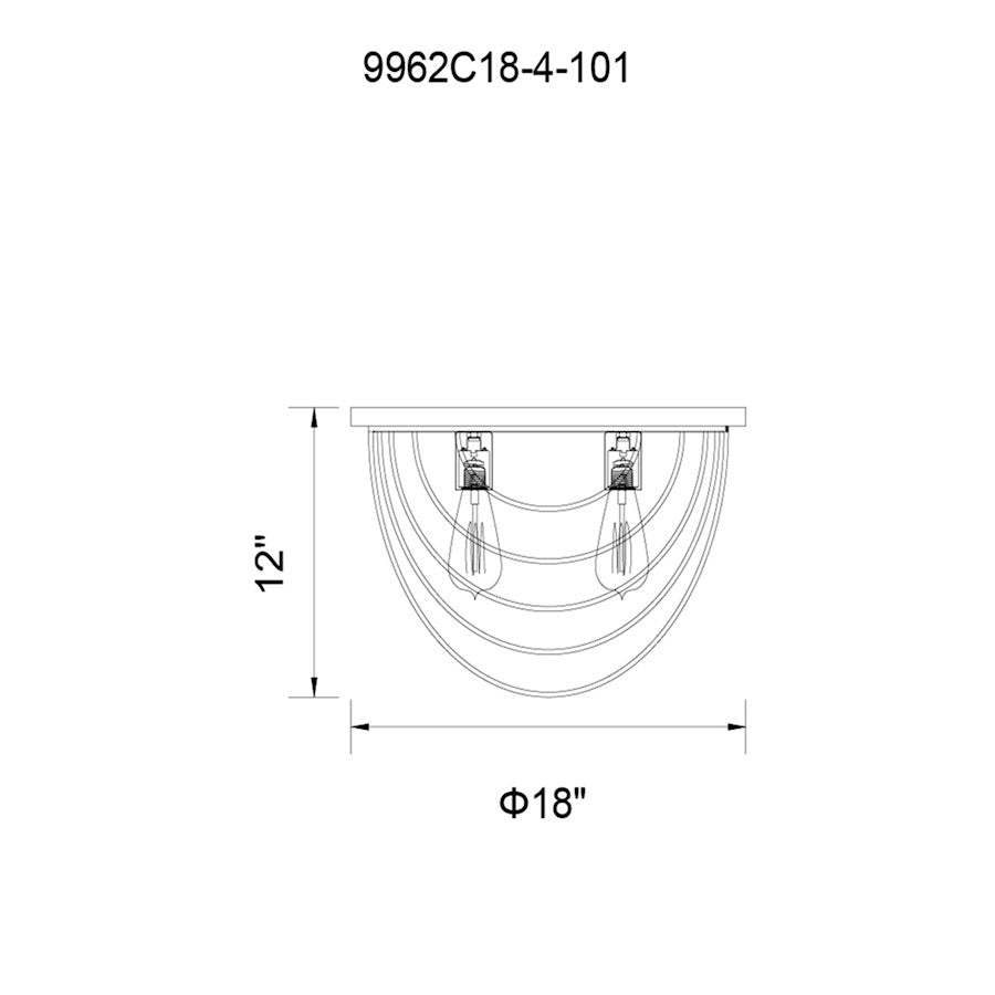 CWI Lighting Gala 4 Light Flush Mount, Black