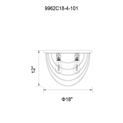 CWI Lighting Gala 4 Light Flush Mount, Black