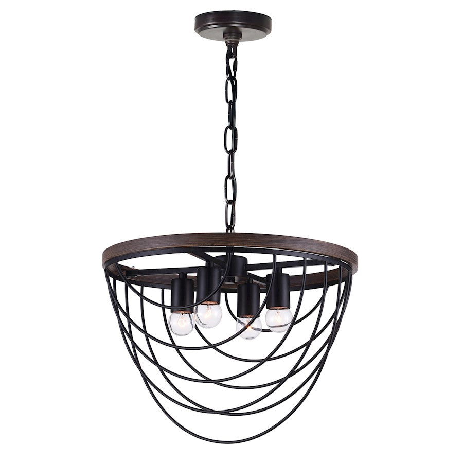 CWI Lighting Gala 4 Light Chandelier, Black - 9962P17-4-101