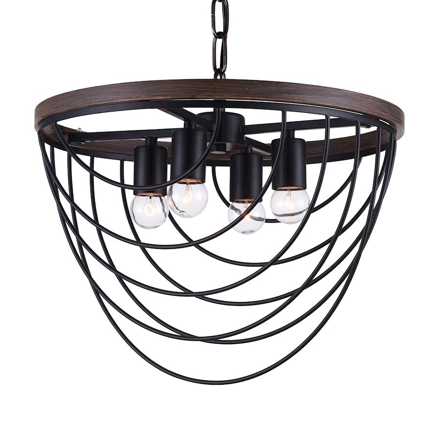 4 Light Chandelier, Black