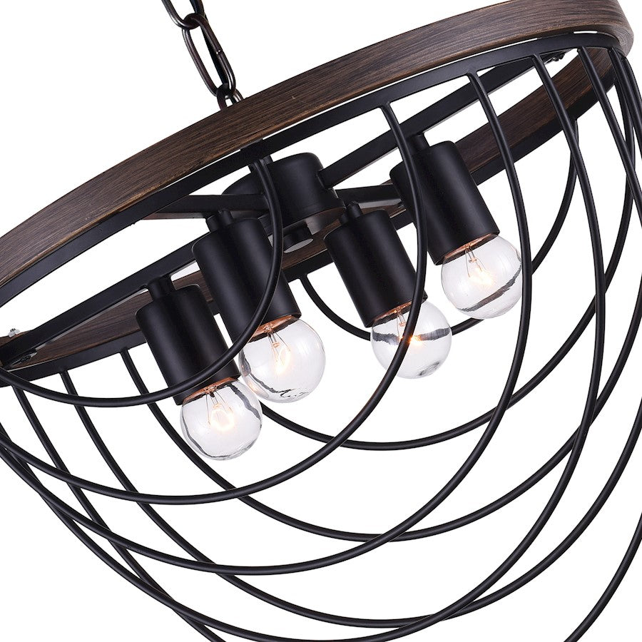 4 Light Chandelier, Black