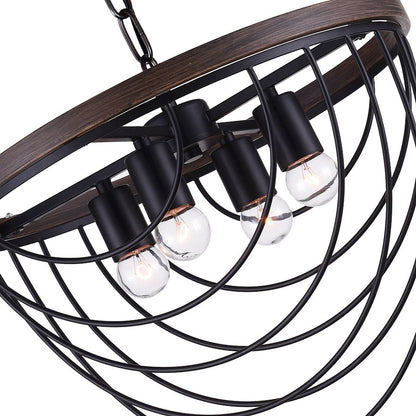 4 Light Chandelier, Black