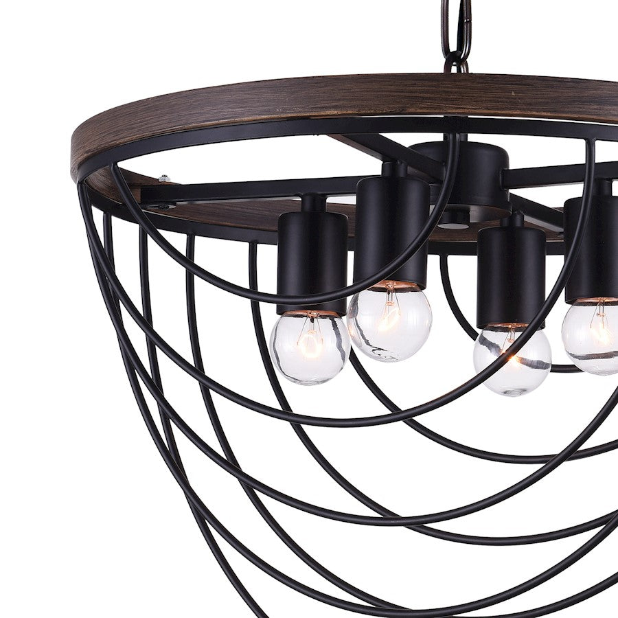 4 Light Chandelier, Black