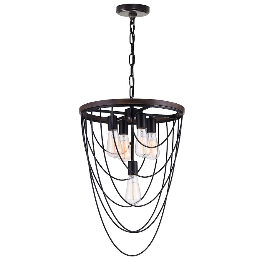 CWI Lighting Gala 5 Light Chandelier, Black - 9962P17-5-101