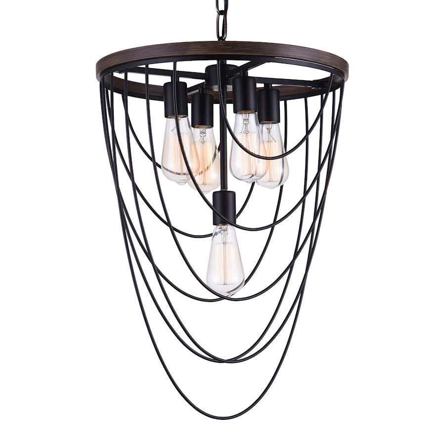 5 Light Chandelier, Black