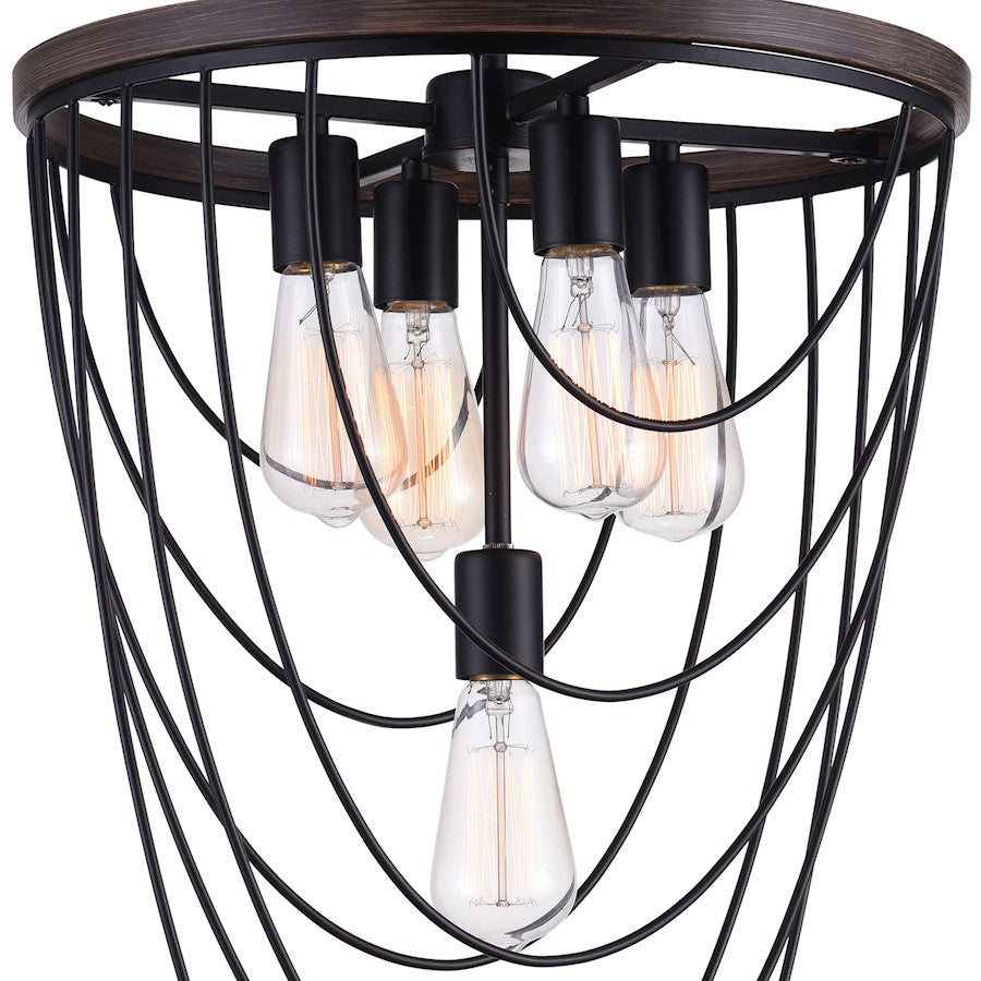 5 Light Chandelier, Black