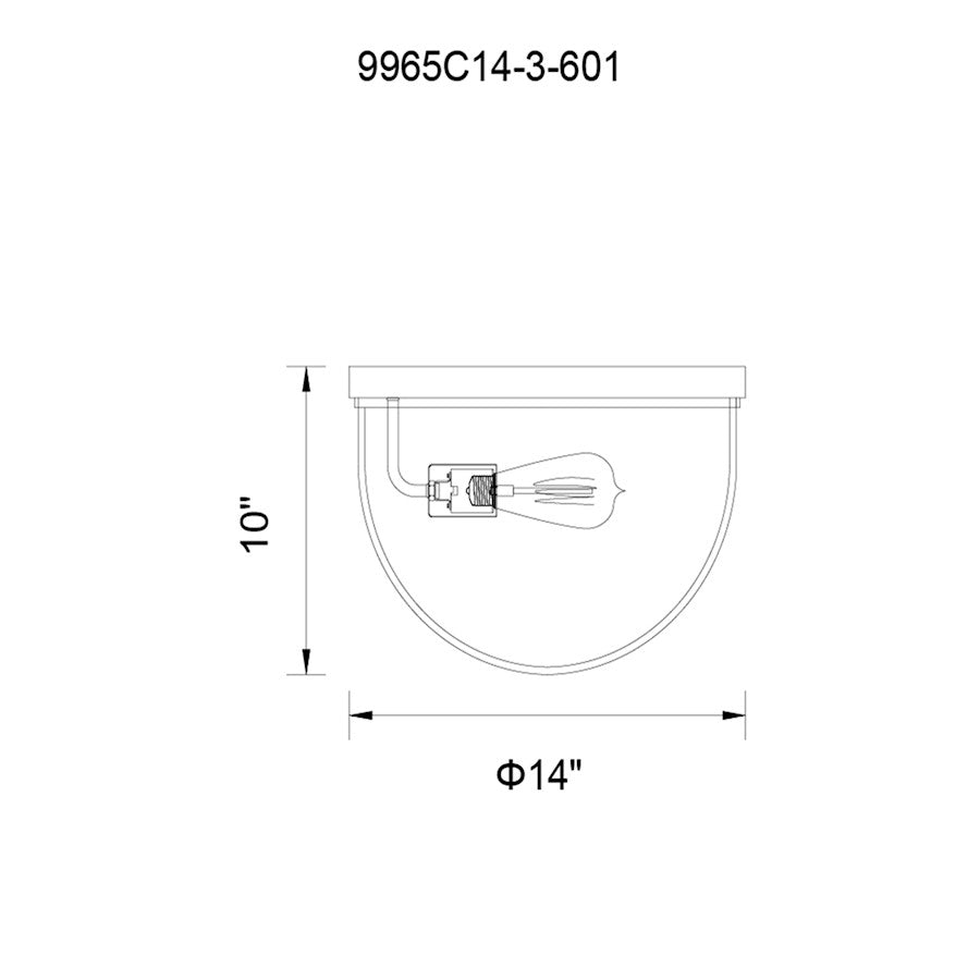 CWI Lighting Parana 3 Light Flush Mount, Chrome