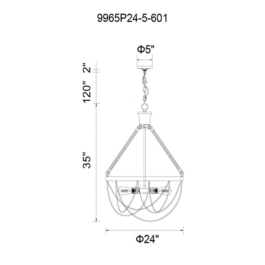 5 Light Down Chandelier, Chrome