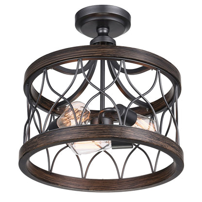 CWI Lighting Amazon 3 Light Cage Semi-Flush Mount, Gun Metal