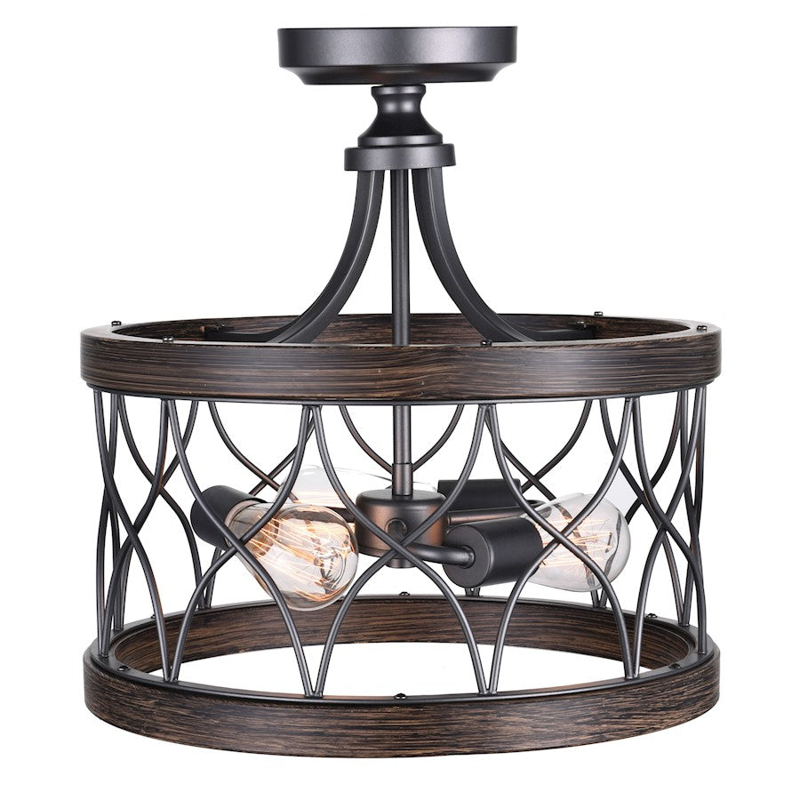 CWI Lighting Amazon 3 Light Cage Semi-Flush Mount, Gun Metal