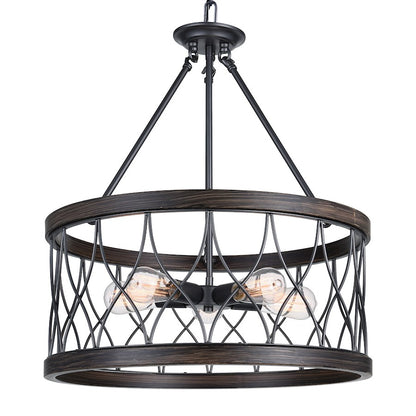 5 Light Drum Shade Chandelier A, Gun Metal