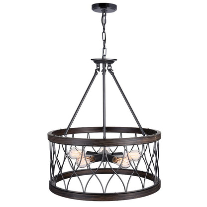 5 Light Drum Shade Chandelier A, Gun Metal