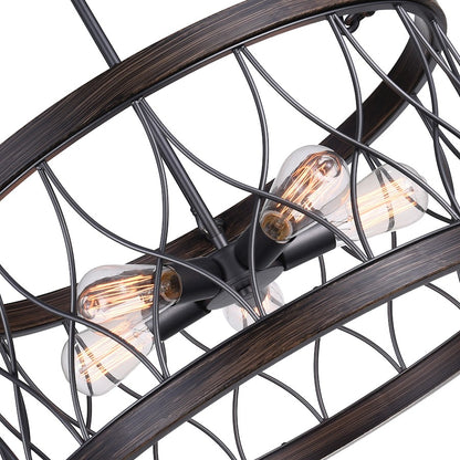 5 Light Drum Shade Chandelier A, Gun Metal