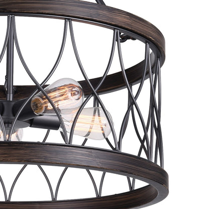 5 Light Drum Shade Chandelier A, Gun Metal