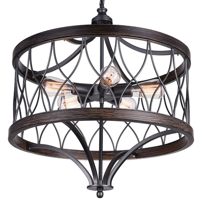 5 Light Drum Shade Chandelier B, Gun Metal