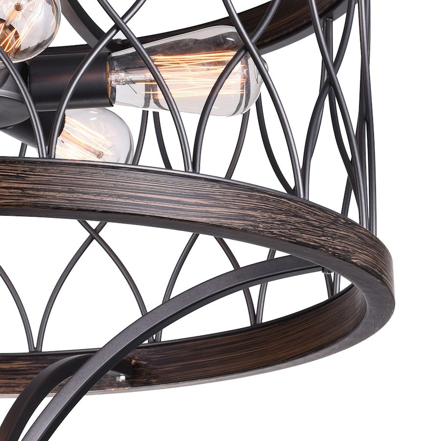 5 Light Drum Shade Chandelier B, Gun Metal