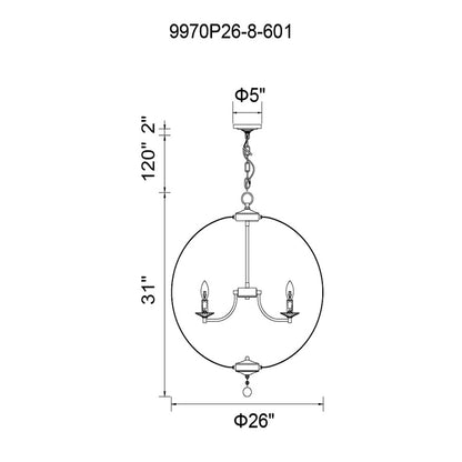 8 Light Chandelier, Chrome