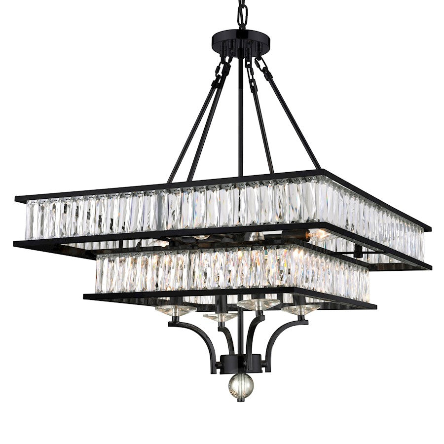 8 Light Chandelier, Black