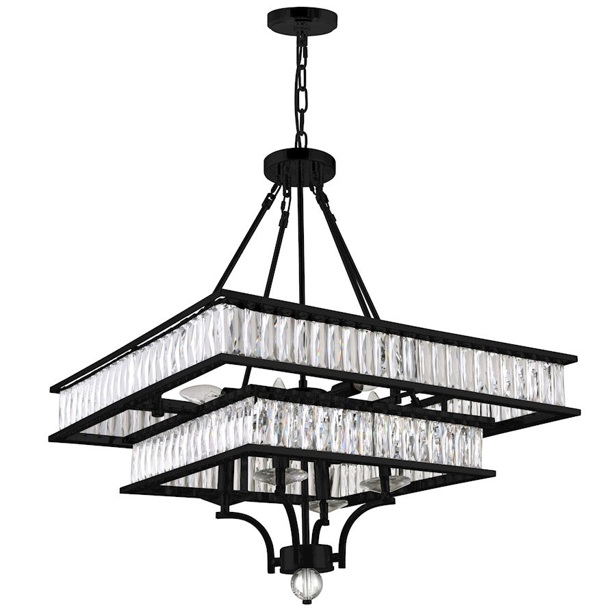 8 Light Chandelier, Black