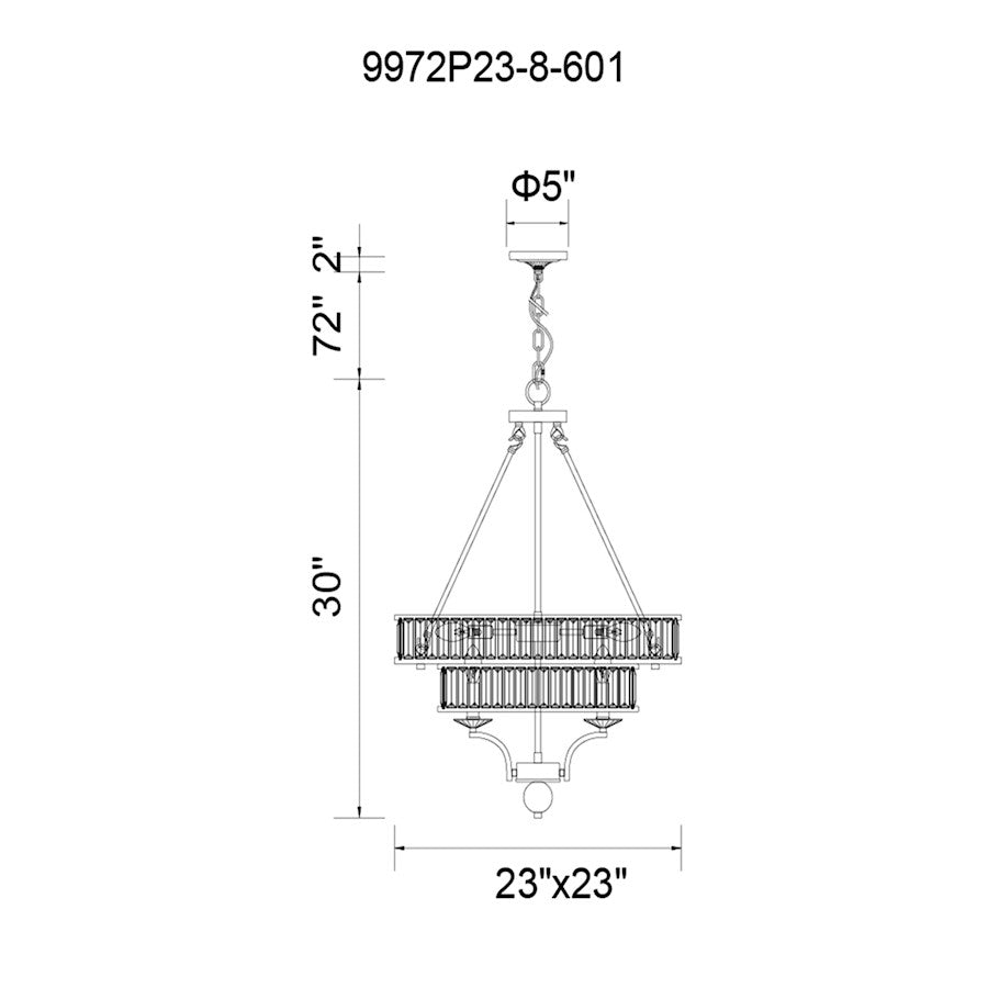 8 Light Chandelier, Chrome