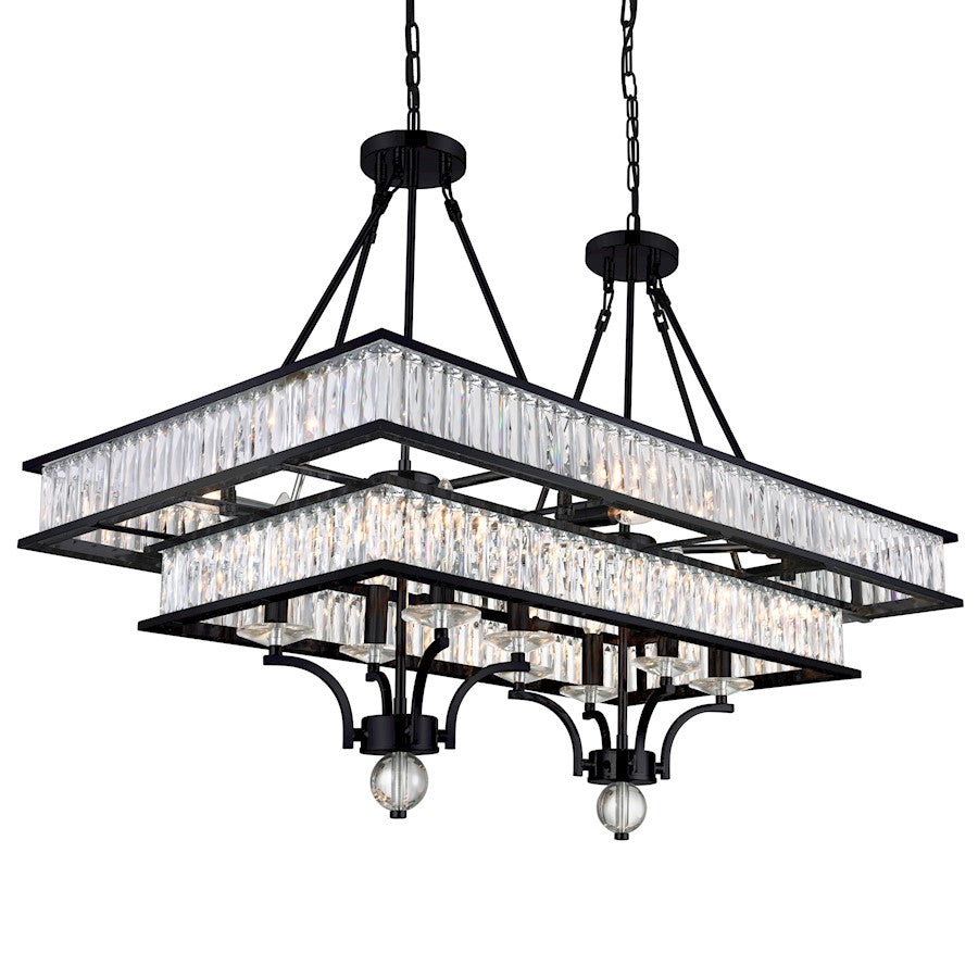 16 Light Chandelier, Black