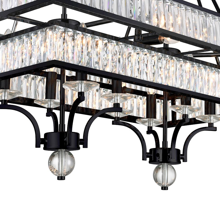 16 Light Chandelier, Black