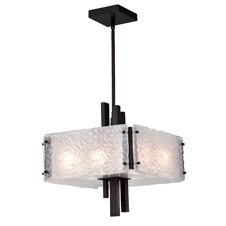 CWI Lighting Assunta 6 Light Drum Shade Pendant, Black/Frosted - 9973P13-6-101