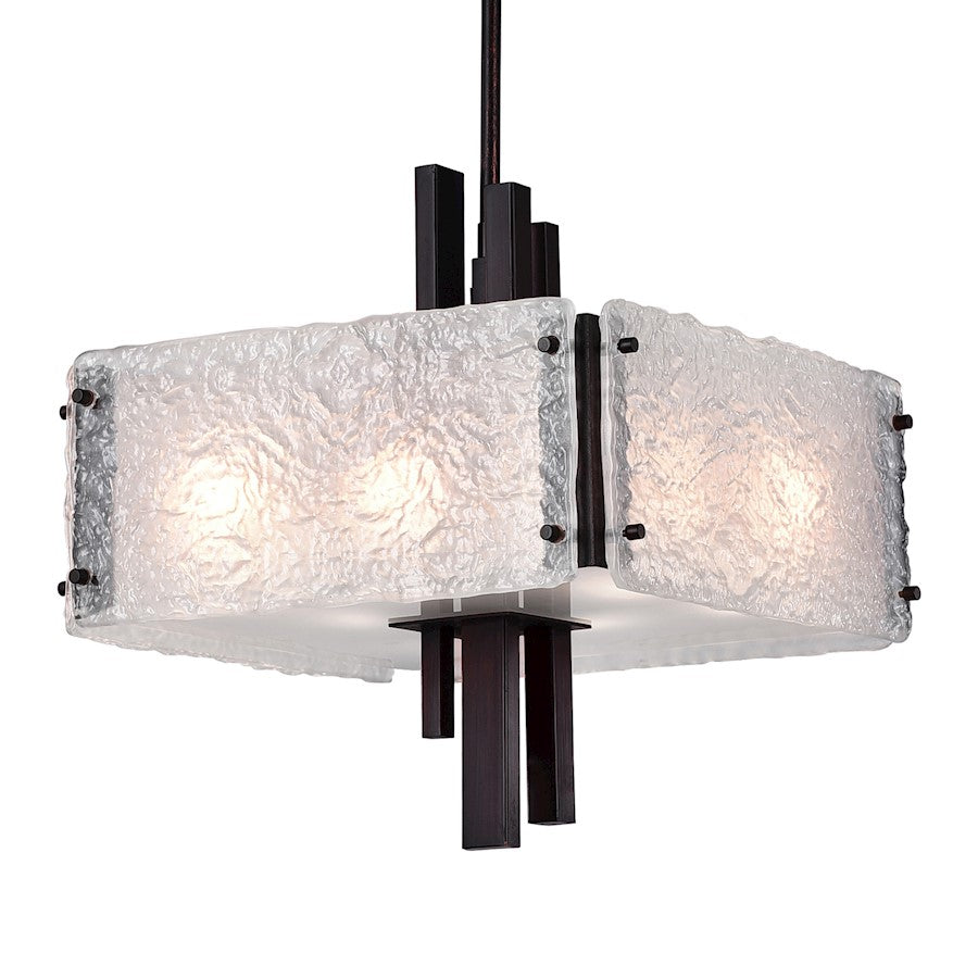 6 Light Drum Shade Pendant, Black