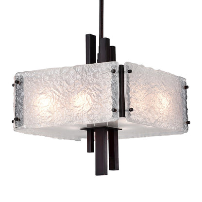 6 Light Drum Shade Pendant, Black