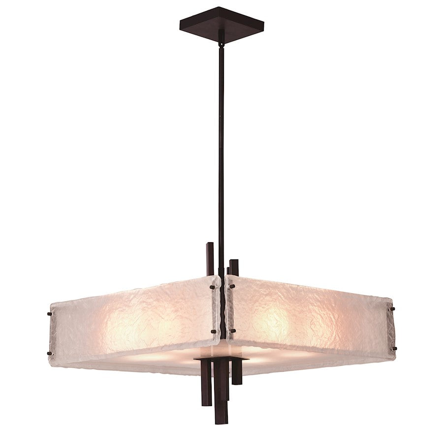 CWI Assunta 10 Light Drum Shade Chandelier, Black/Frosted - 9973P24-10-101