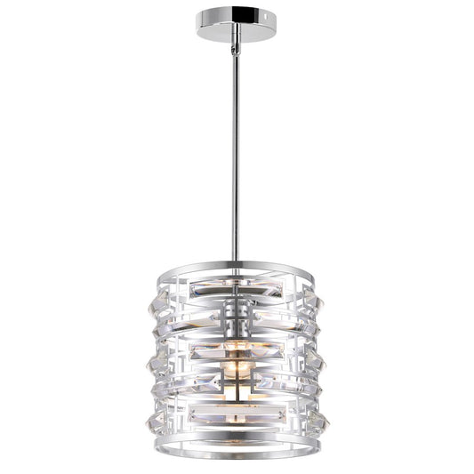 CWI Lighting Petia 1 Light Drum Shade Mini Chandelier, Chrome - 9975P10-1-601