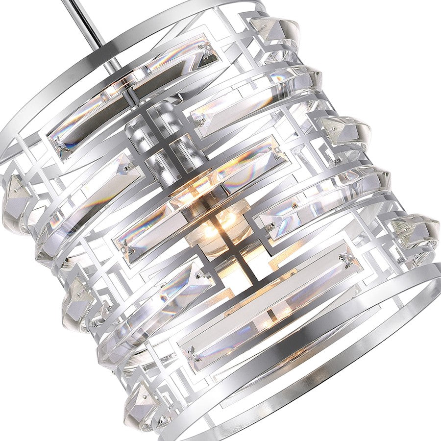 1 Light Drum Shade Mini Chandelier, Chrome