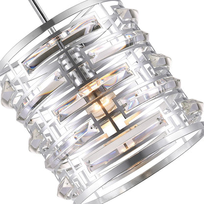 1 Light Drum Shade Mini Chandelier, Chrome