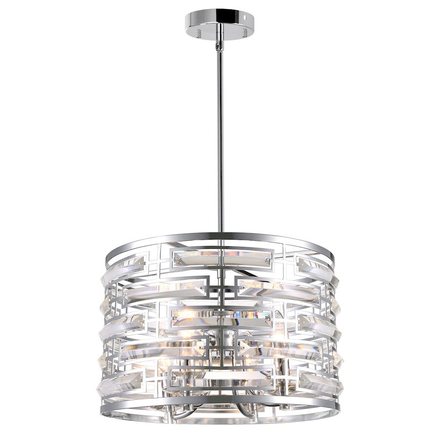 CWI Lighting Petia 4 Light Drum Shade Chandelier, Chrome - 9975P15-4-601