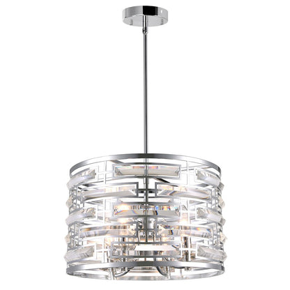 CWI Lighting Petia 4 Light Drum Shade Chandelier, Chrome - 9975P15-4-601