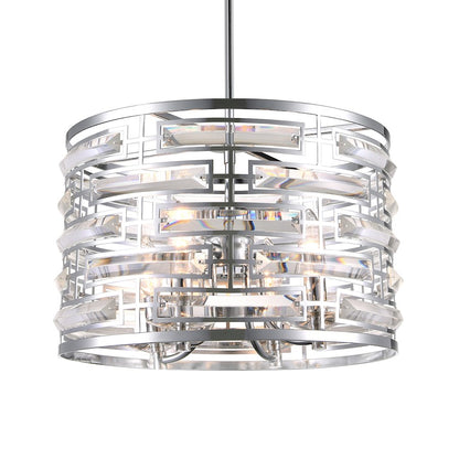 4 Light Drum Shade Chandelier, Chrome